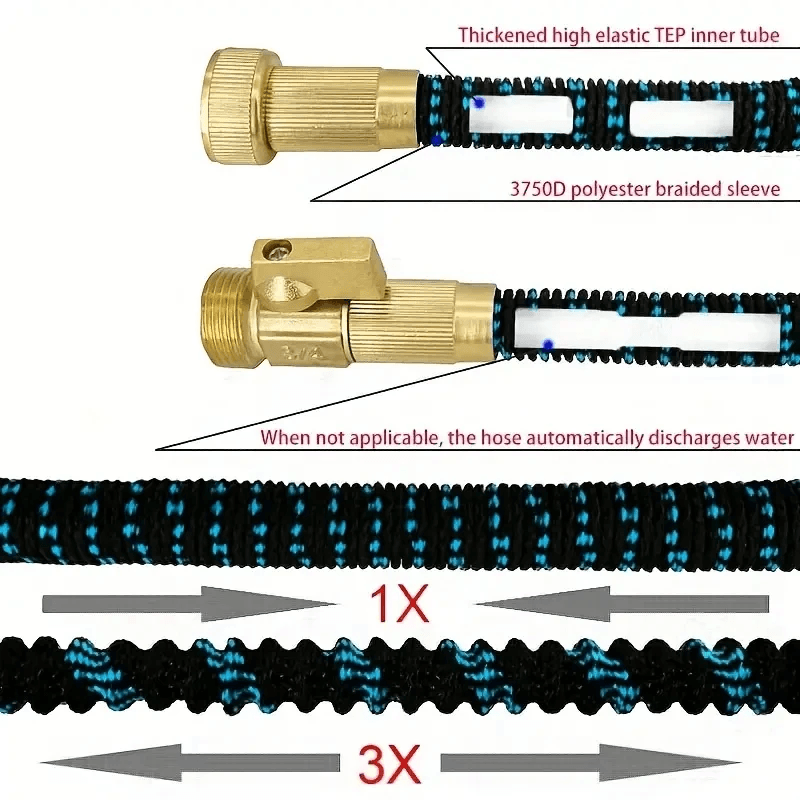 Expandable Garden Hose With Sprayer And 34 Connector  No Kinks Lightweight Flexible 2