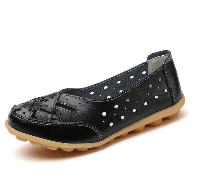 SoftStep Genuine Leather Hollow SlipOn Ballet Flats 3