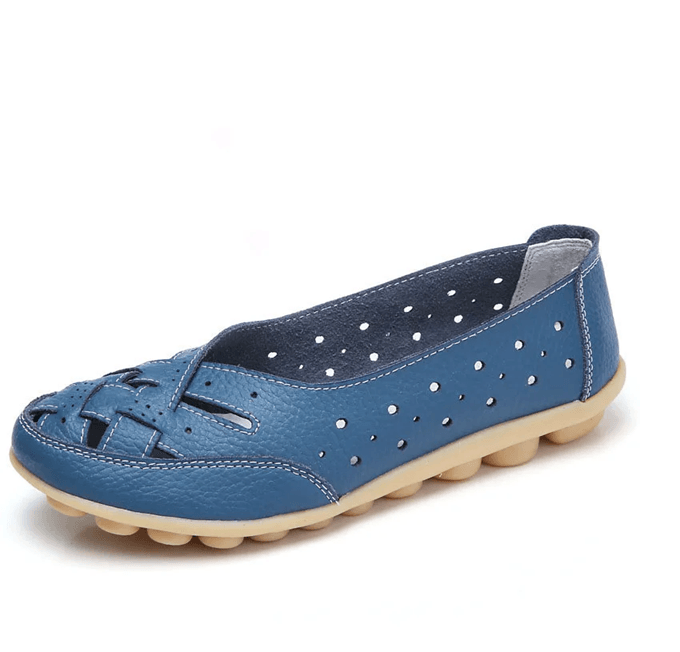 SoftStep Genuine Leather Hollow SlipOn Ballet Flats 4