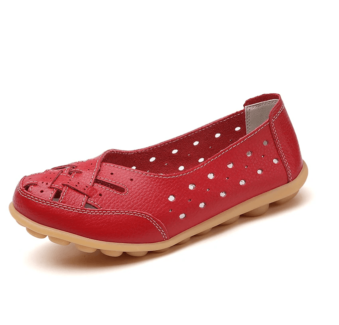 SoftStep Genuine Leather Hollow SlipOn Ballet Flats 5