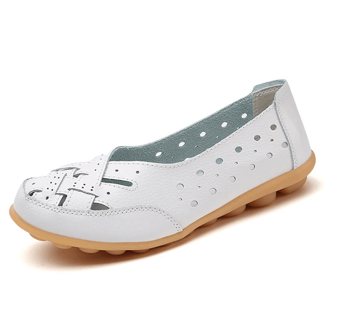 SoftStep Genuine Leather Hollow SlipOn Ballet Flats 6