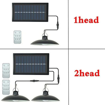 Solar Powered Pendant Light With Double Head LED Chandelier Waterproof Outdoor Indoor Shed Barn Roo 1