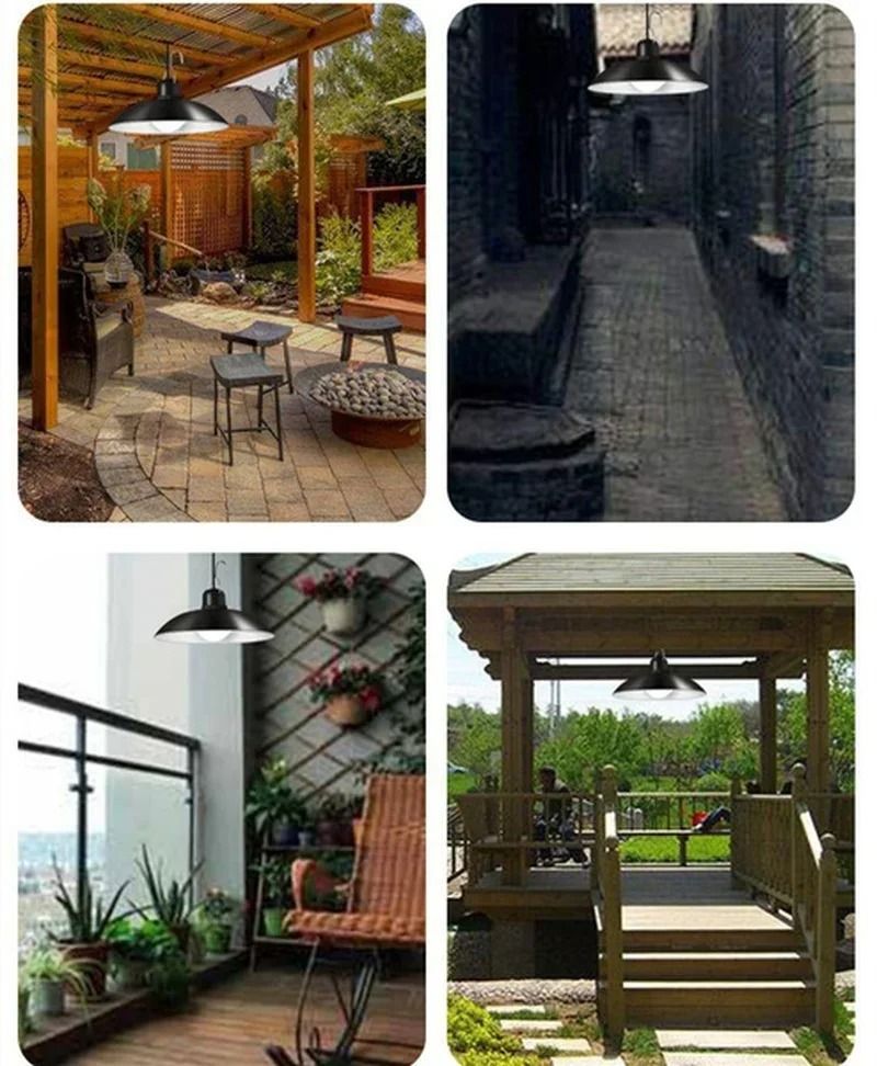Solar Powered Pendant Light With Double Head LED Chandelier Waterproof Outdoor Indoor Shed Barn Roo 4