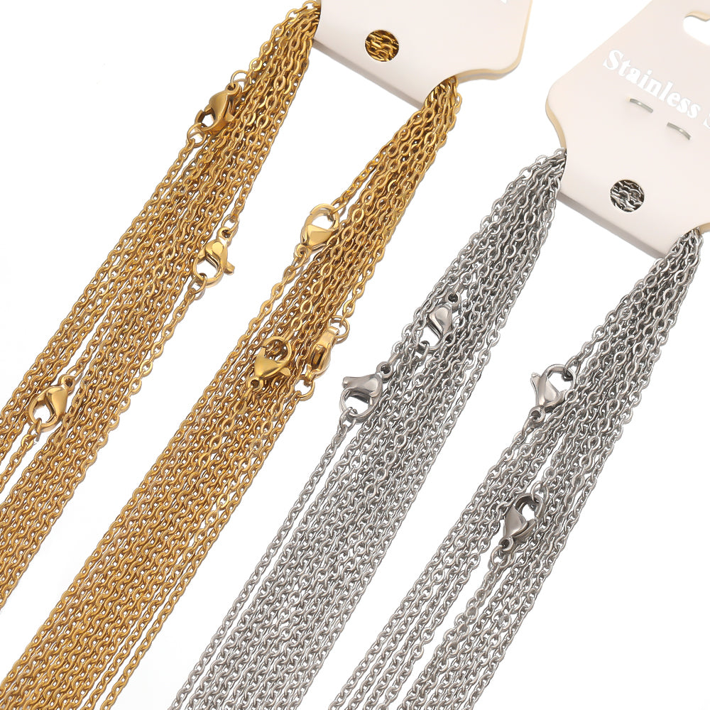 Stainless Steel Cuban Link Chains, Gold/Steel Necklace Chains for DIY Jewelry Making, Gifts, Accessories Wholesale