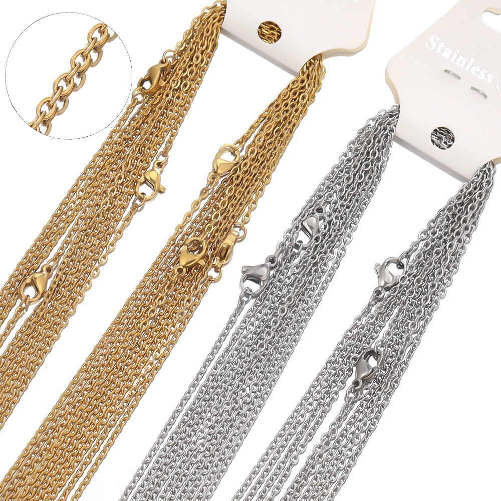 Stainless Steel Cuban Link Chains, Gold/Steel Necklace Chains for DIY Jewelry Making, Gifts, Accessories Wholesale