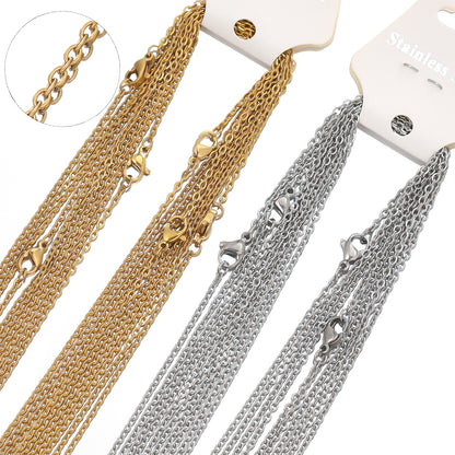 Stainless Steel Cuban Link Chains, Gold/Steel Necklace Chains for DIY Jewelry Making, Gifts, Accessories Wholesale