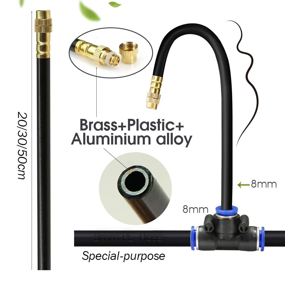 Flexible Garden Misting Cooling Kit With 8mm Hose For DIY Patio Watering And Fogging Irrigation 2