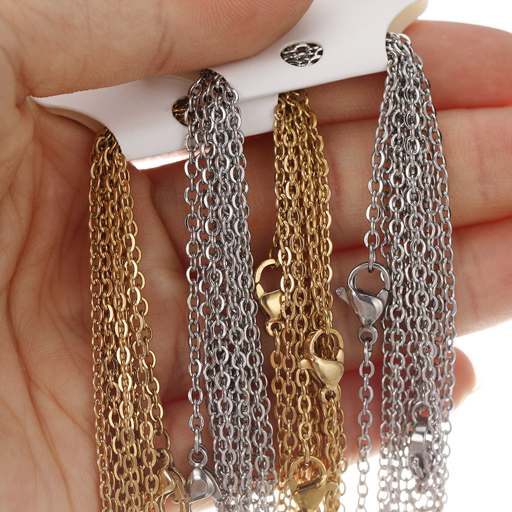 Stainless Steel Cuban Link Chains, Gold/Steel Necklace Chains for DIY Jewelry Making, Gifts, Accessories Wholesale