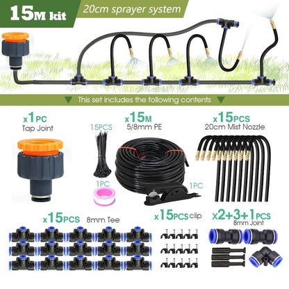 Flexible Garden Misting Cooling Kit With 8mm Hose For DIY Patio Watering And Fogging Irrigation 10