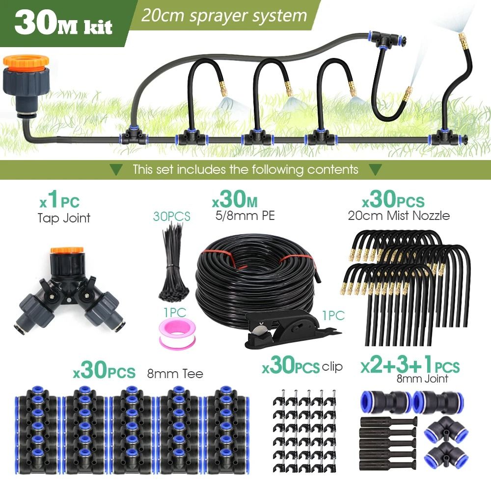 Flexible Garden Misting Cooling Kit With 8mm Hose For DIY Patio Watering And Fogging Irrigation 7