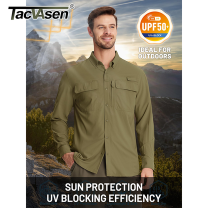 Men Fishing Shirt QuickDry Long Sleeve Mesh Breathable Outdoor Shirt For Hiking Work  Cargo 2