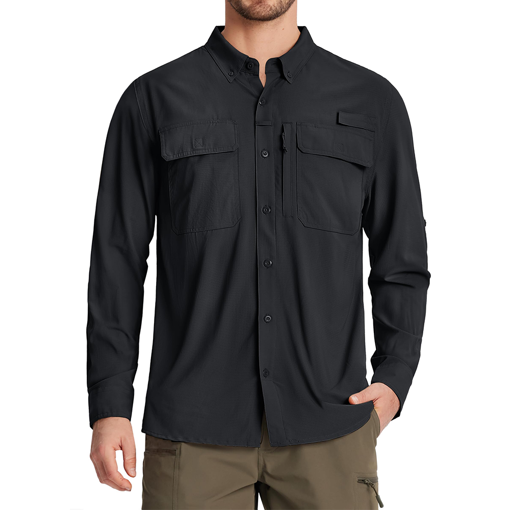 Men Fishing Shirt QuickDry Long Sleeve Mesh Breathable Outdoor Shirt For Hiking Work  Cargo 6