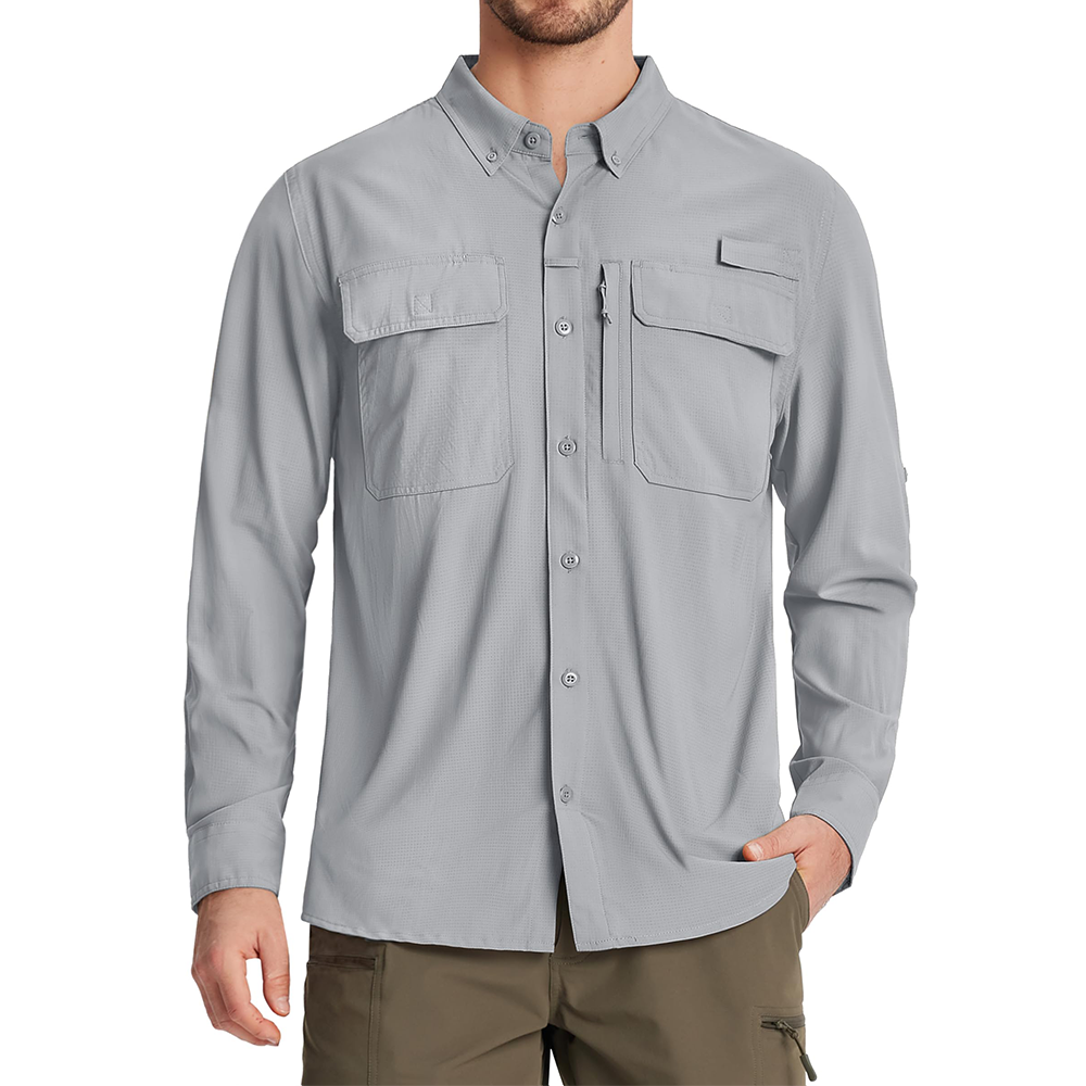 Men Fishing Shirt QuickDry Long Sleeve Mesh Breathable Outdoor Shirt For Hiking Work  Cargo 8