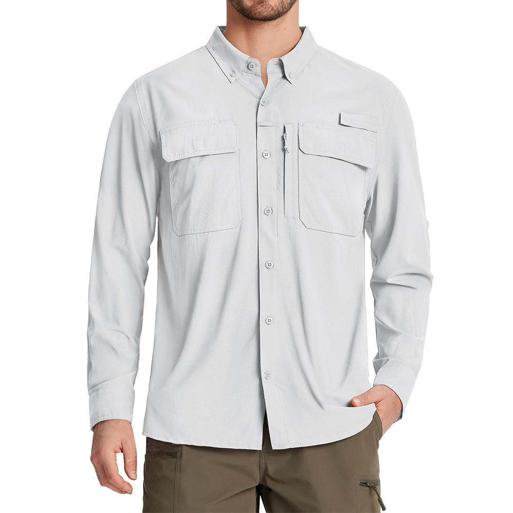 Men Fishing Shirt QuickDry Long Sleeve Mesh Breathable Outdoor Shirt For Hiking Work  Cargo 9
