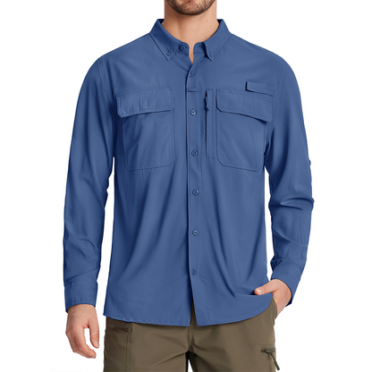 Men Fishing Shirt QuickDry Long Sleeve Mesh Breathable Outdoor Shirt For Hiking Work  Cargo 11