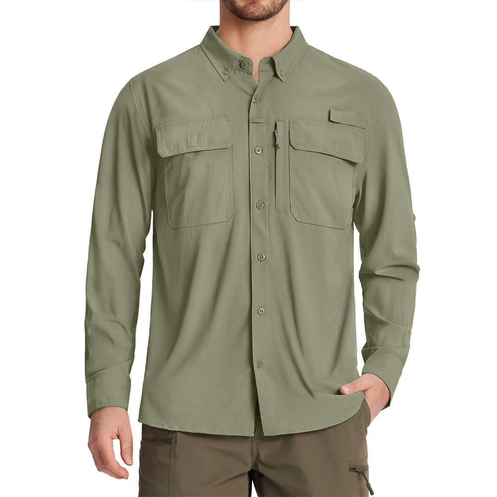 Men Fishing Shirt QuickDry Long Sleeve Mesh Breathable Outdoor Shirt For Hiking Work  Cargo 13