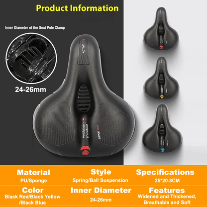 Comfort Bike Saddle With Shock Absorption And Safety Warning 4