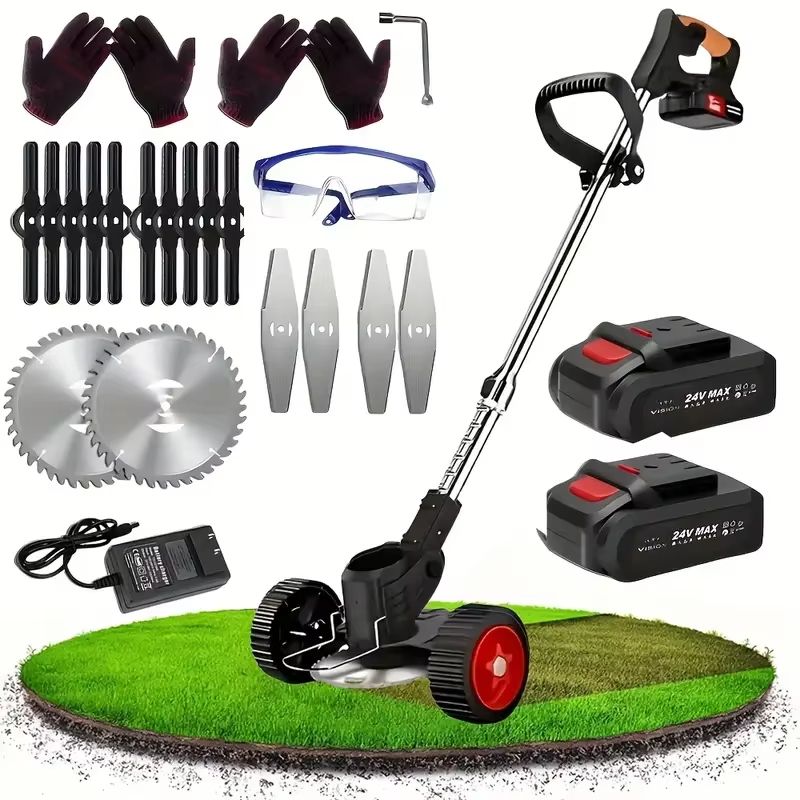 Premium 3-in-1 Cordless Lawn Trimmer and Weed Wacker with Dual Batteries – Grass Edger and Brush Cutter