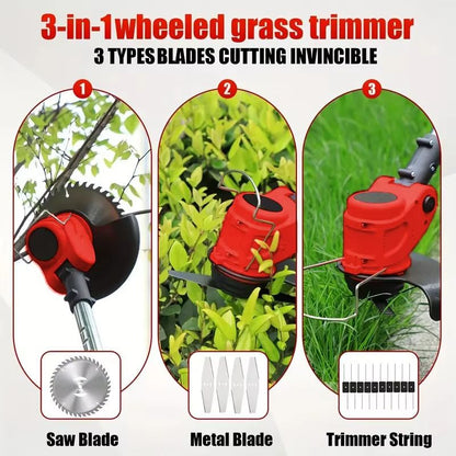 Premium 3in1 Cordless Lawn Trimmer And Weed Wacker With Dual Batteries  Grass Edger And Brush Cutte 1