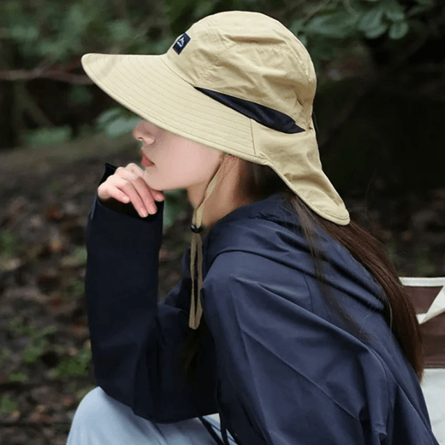 BreezeShield Wide Brim Waterproof Sun Hat with Neck Flap