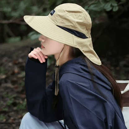 BreezeShield Wide Brim Waterproof Sun Hat with Neck Flap