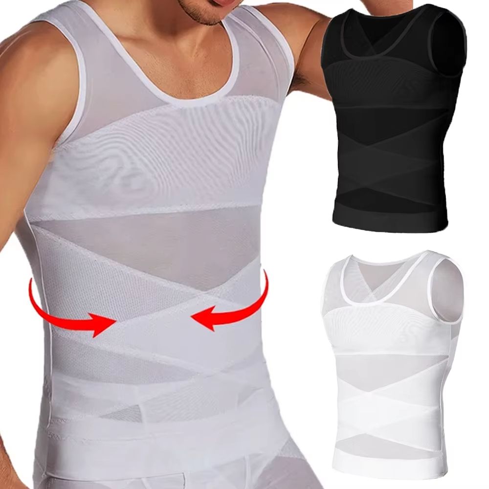 SlimFit Mens Compression Tank Breathable Tummy Control Body Shaper