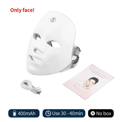 Wireless Photon Rejuvenation LED Beauty Mask 7 Color Face And Neck Therapy 7