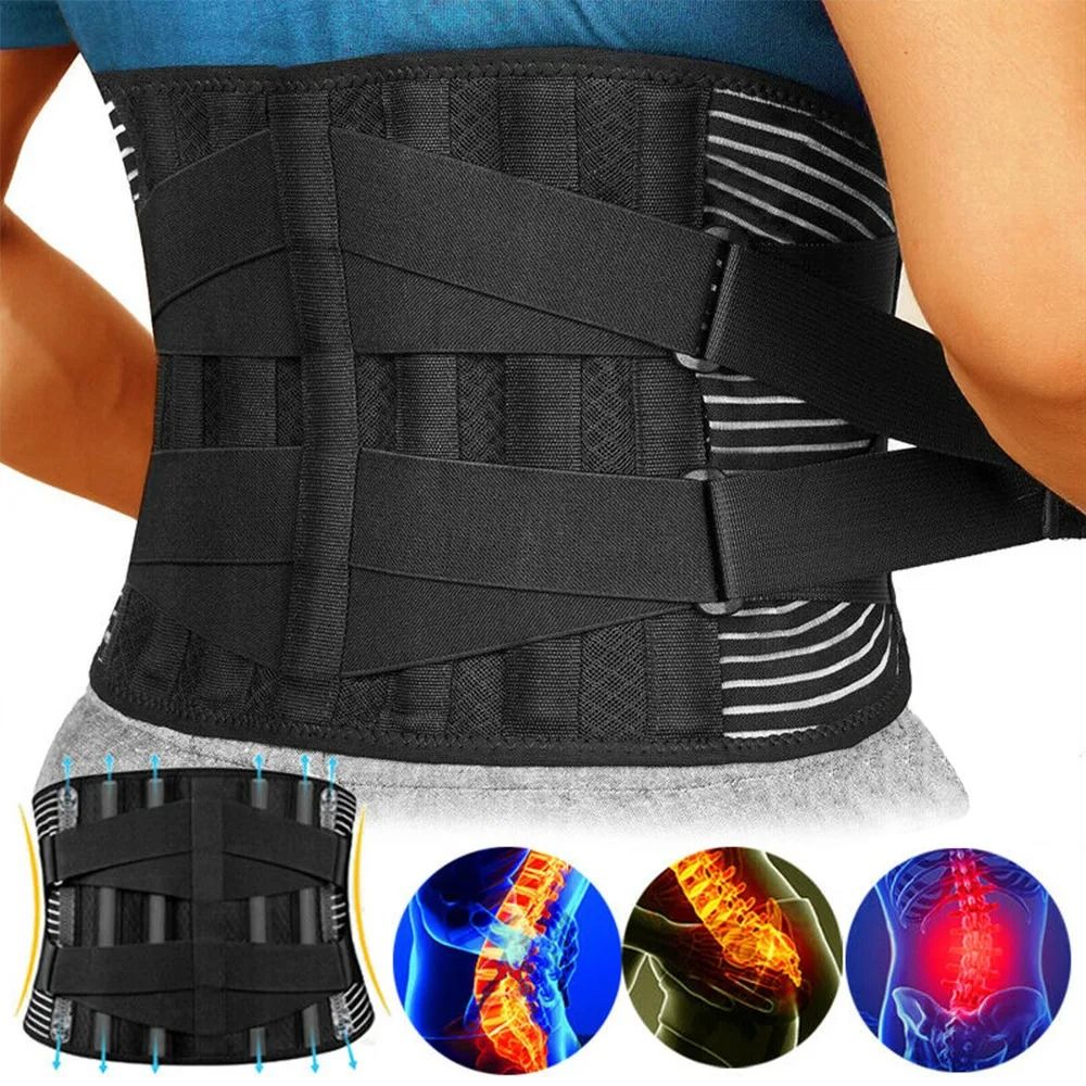 Adjustable Lower Back Brace with Lumbar Support for Pain Relief and Spine Decompression
