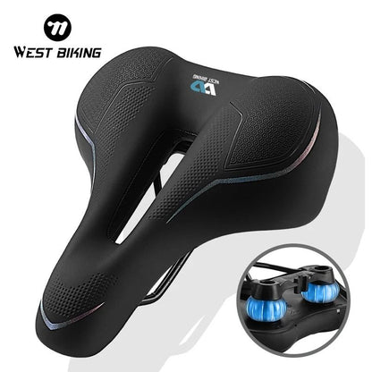 West Biking Breathable Waterproof Bicycle Saddle for MTB and Road Bikes with Shock Absorbing Seat Cushion