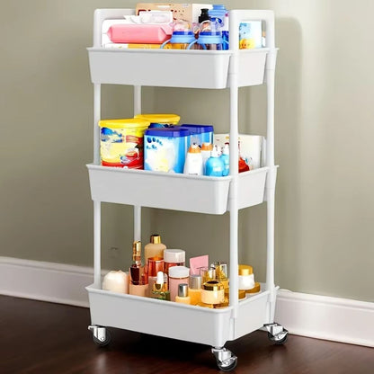 3Tier Rolling Utility Cart For Kitchen Bathroom  Craft  Mobile Storage Organizer With Reinforced Ha 3