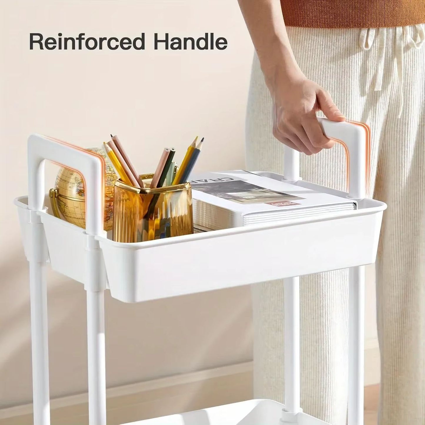 3Tier Rolling Utility Cart For Kitchen Bathroom  Craft  Mobile Storage Organizer With Reinforced Ha 5