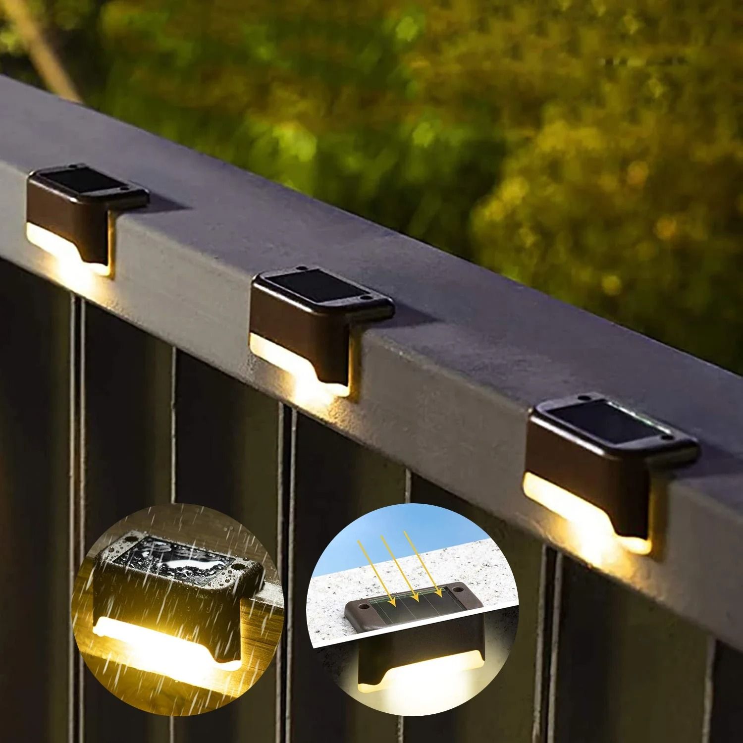 Solar Outdoor LED Step Lights Waterproof Deck Lamps for Garden Patio Fence Stair Decoration