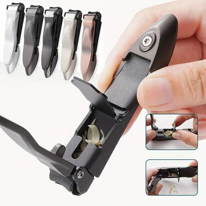 Heavy Duty Self-Catching Nail Clippers with Ergonomic Grip and Built-In Nail Collector for Men