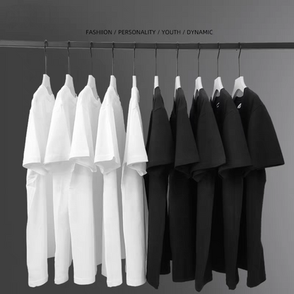 Men Heavy Oversized Plain T-Shirt Cotton Summer Casual Short Sleeve Solid Color Tee, High Quality Trendy White Top