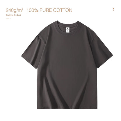Men Heavy Oversized Plain T-Shirt Cotton Summer Casual Short Sleeve Solid Color Tee, High Quality Trendy White Top