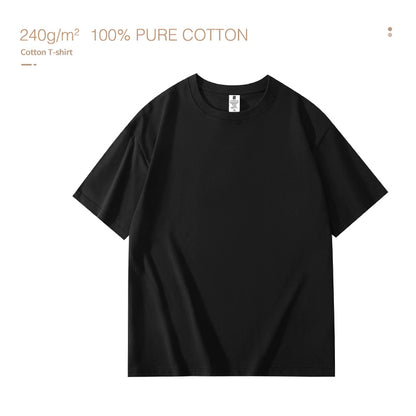 Men Heavy Oversized Plain T-Shirt Cotton Summer Casual Short Sleeve Solid Color Tee, High Quality Trendy White Top