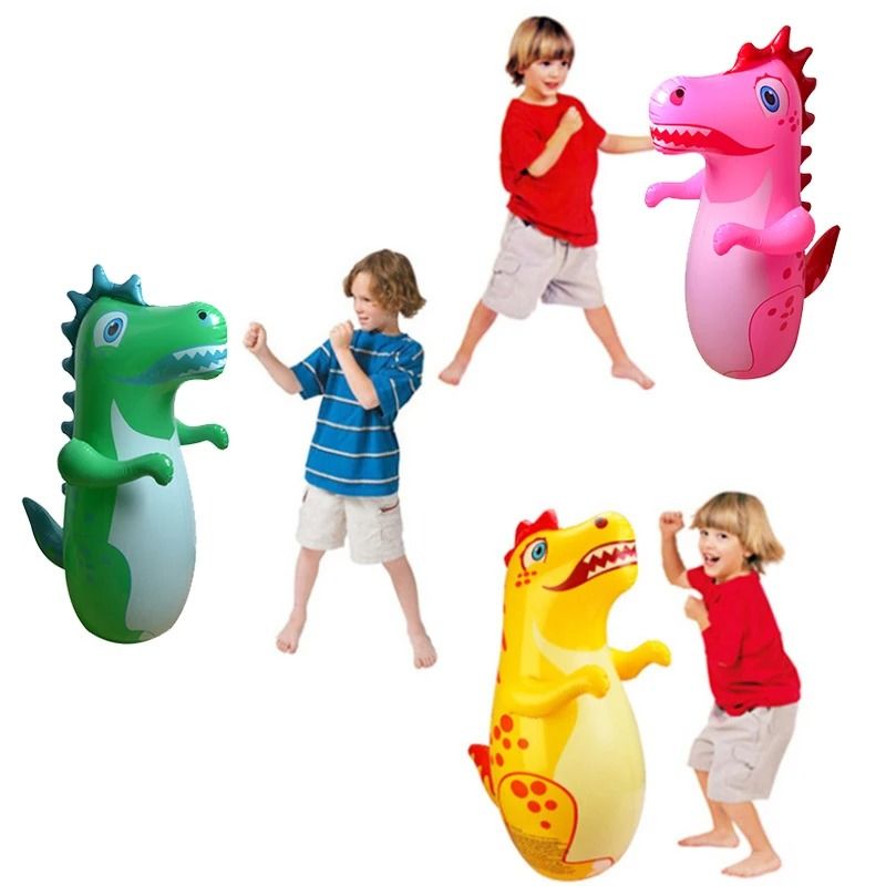 Inflatable Standing Punching Bag For Kids And Adults  Dinosaur Design Tumbler Toy For Outdoor Sport 1