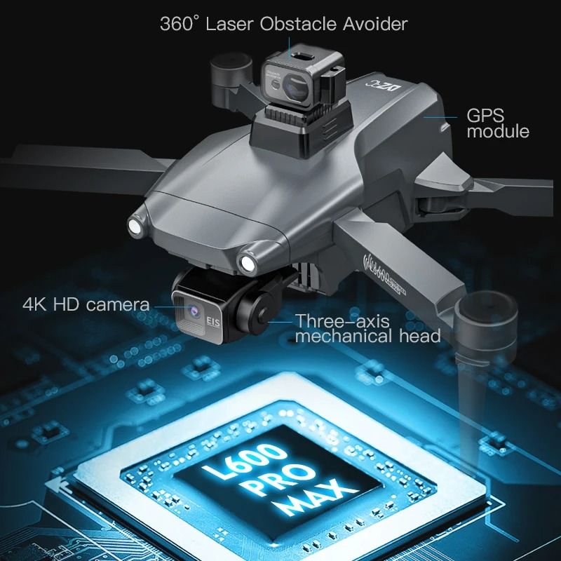 L600 PRO MAX 2025 GPS Drone With 4K HD Dual Camera 3 Axis Gimbal Obstacle Avoidance And 5KM Range 2