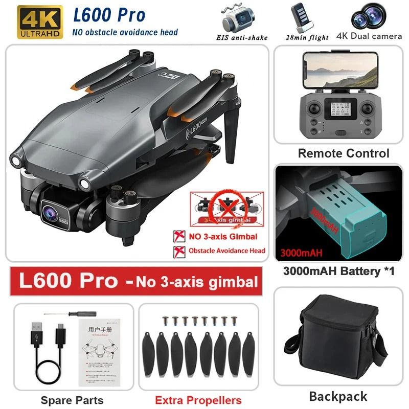 L600 PRO MAX 2025 GPS Drone With 4K HD Dual Camera 3 Axis Gimbal Obstacle Avoidance And 5KM Range 6