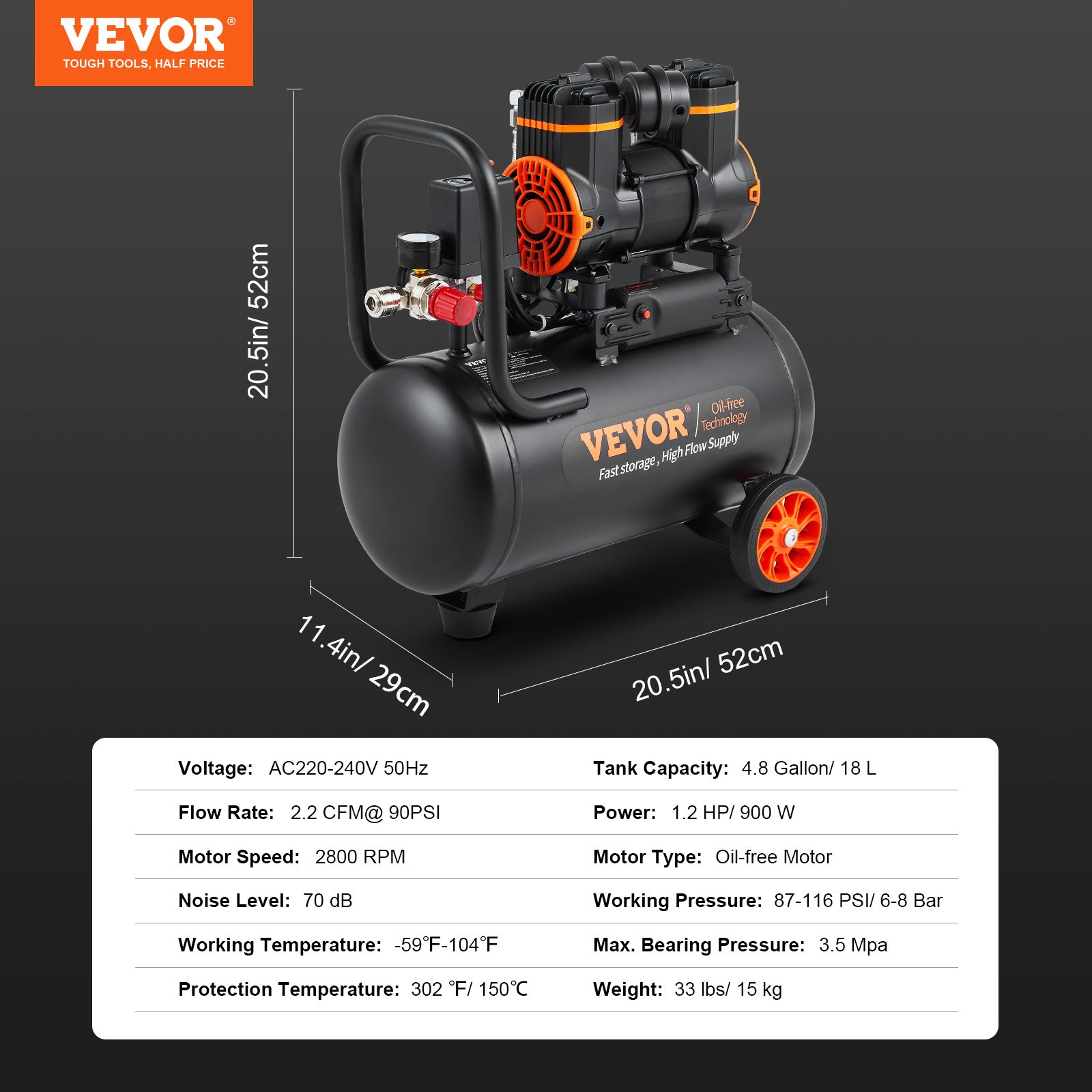 Silent Air Compressor Quiet Oilfree Portable Air Pump For Home Repair Tire Inflation  Spray Paintin 8