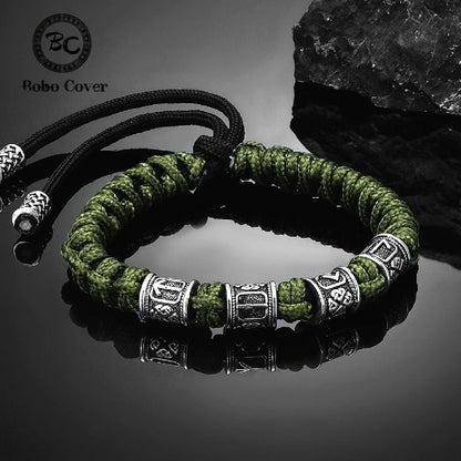 Handmade Viking Paracord Bracelet for Men with Norse Runes and Survival Rope Design