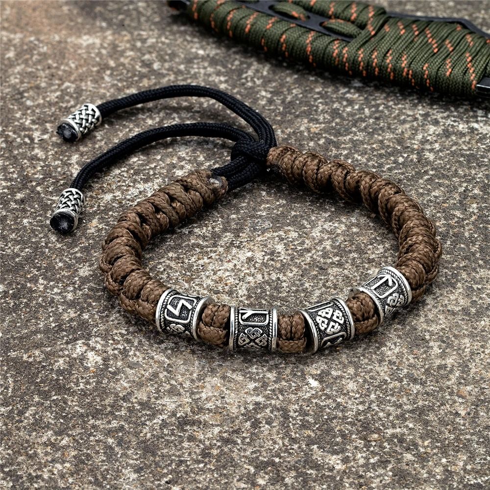 Handmade Viking Paracord Bracelet For Men With Norse Runes And Survival Rope Design 5