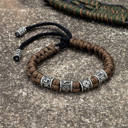 Handmade Viking Paracord Bracelet For Men With Norse Runes And Survival Rope Design 5