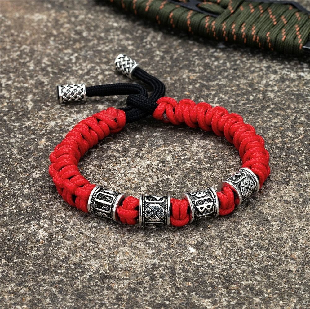 Handmade Viking Paracord Bracelet For Men With Norse Runes And Survival Rope Design 7