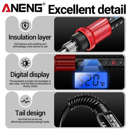 Adjustable Temperature Electric Soldering Iron Kit For Precise Welding And Repair With Pencil Tip A 2
