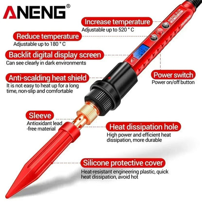 Adjustable Temperature Electric Soldering Iron Kit For Precise Welding And Repair With Pencil Tip A 4