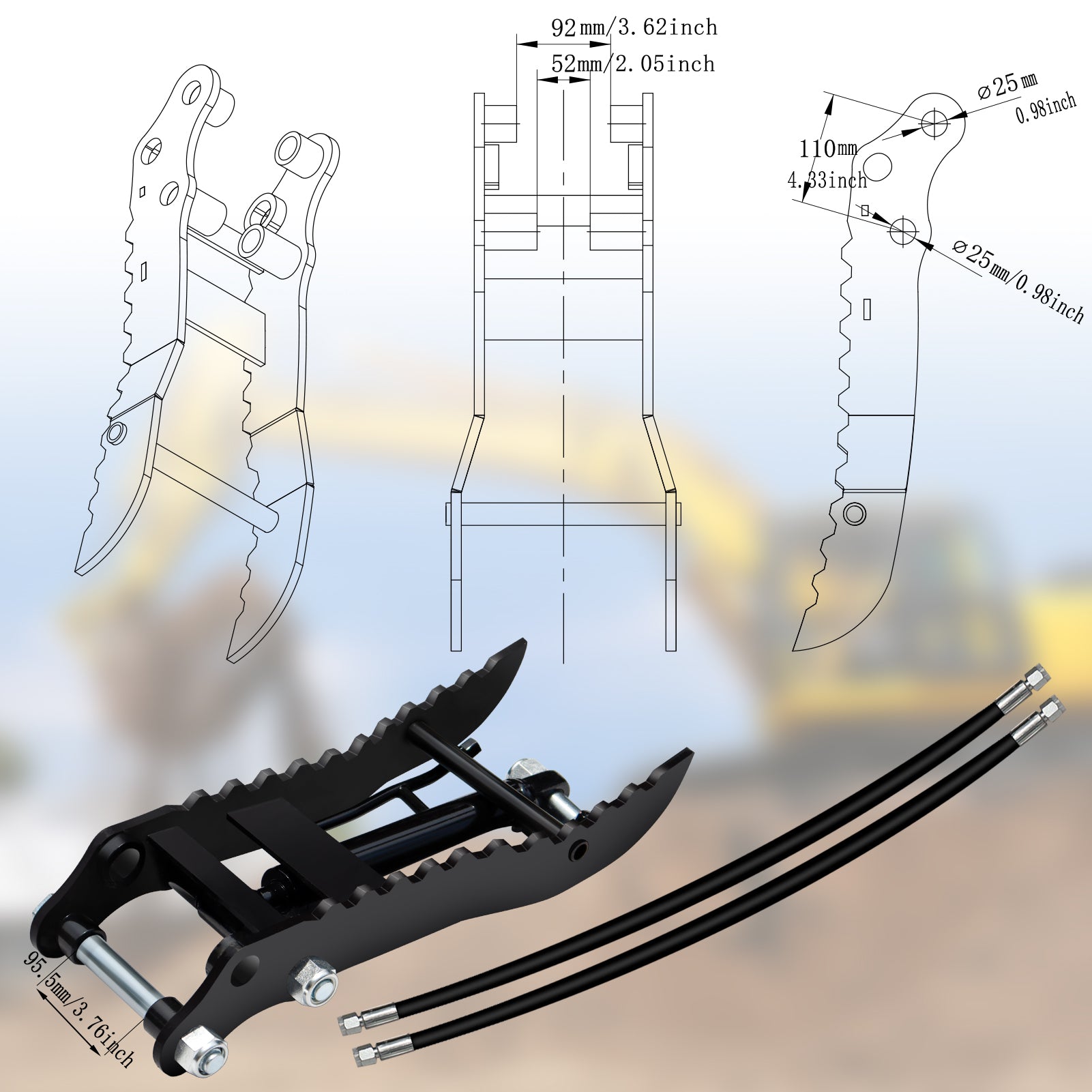 Hydraulic Thumb Clip For Mini Excavators Small Digger Attachment For Precision Digging And Durabili 1