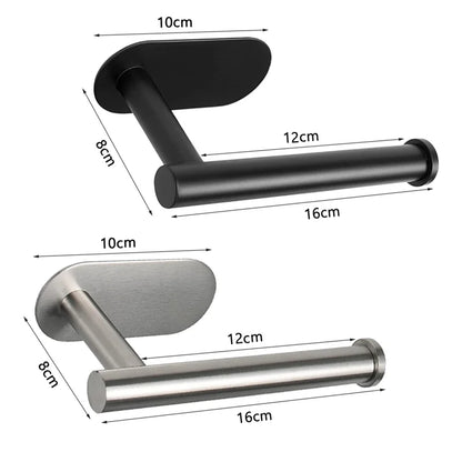 Stainless Steel No Punching Toilet Paper Holder, Wall Mounted Anticorrosion Roll Holder for Bathroom & Kitchen