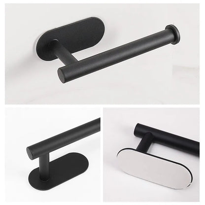Stainless Steel No Punching Toilet Paper Holder, Wall Mounted Anticorrosion Roll Holder for Bathroom & Kitchen