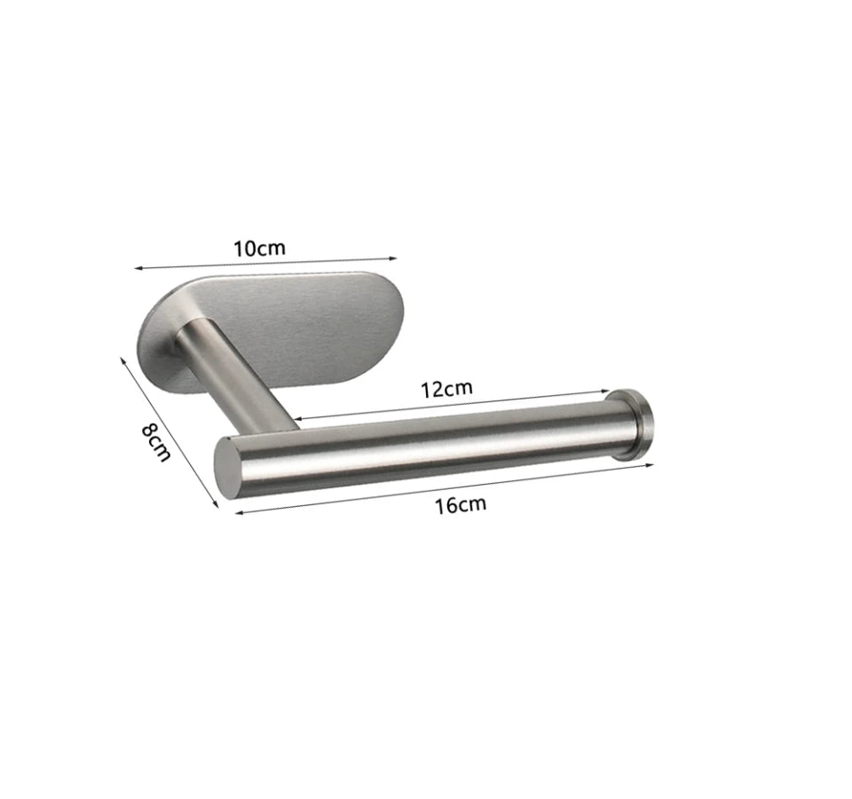 Stainless Steel No Punching Toilet Paper Holder, Wall Mounted Anticorrosion Roll Holder for Bathroom & Kitchen